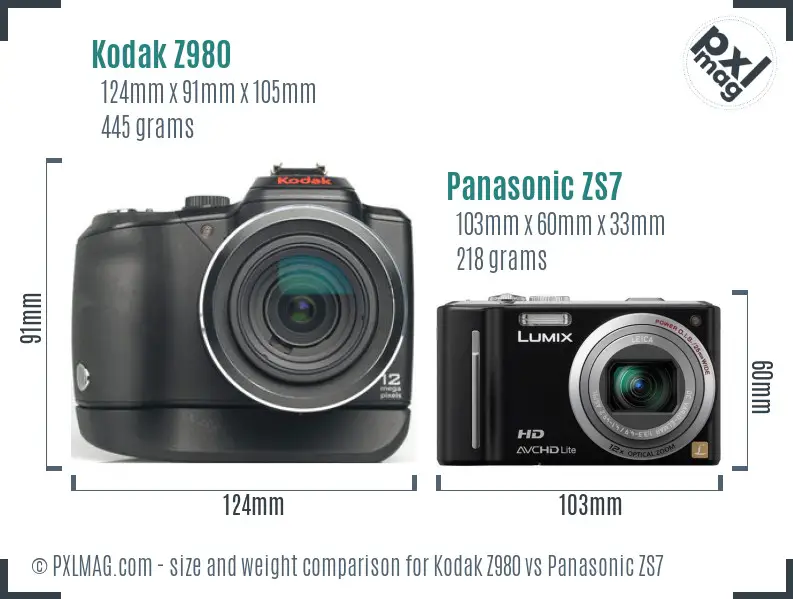 Kodak Z980 vs Panasonic ZS7 size comparison Kodak Z980 vs Panasonic ZS7 size comparison