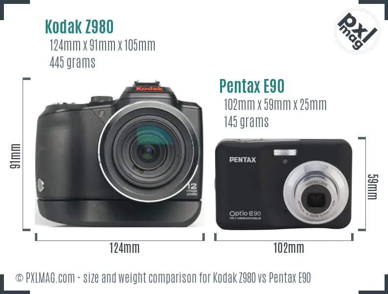 Kodak Z980 vs Pentax E90 size comparison Kodak Z980 vs Pentax E90 size comparison