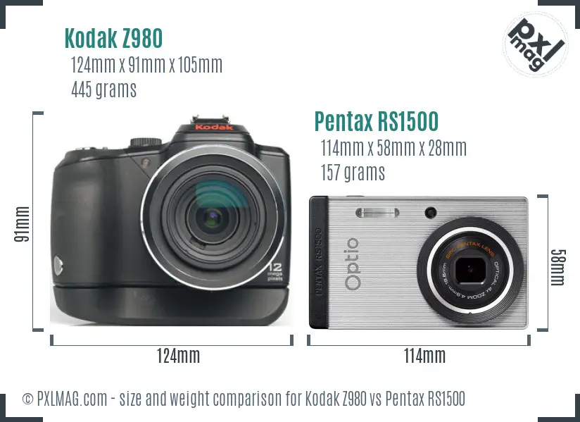 Kodak Z980 vs Pentax RS1500 size comparison