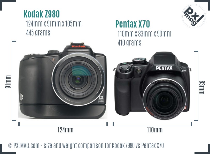 Kodak Z980 vs Pentax X70 size comparison Kodak Z980 vs Pentax X70 size comparison