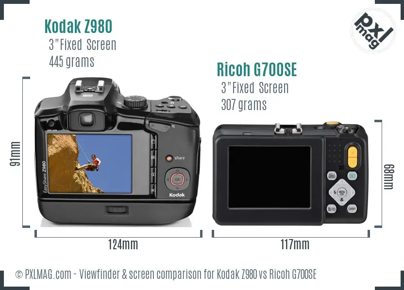 Kodak Z980 vs Ricoh G700SE Screen and Viewfinder comparison Kodak Z980 vs Ricoh G700SE Screen and Viewfinder comparison
