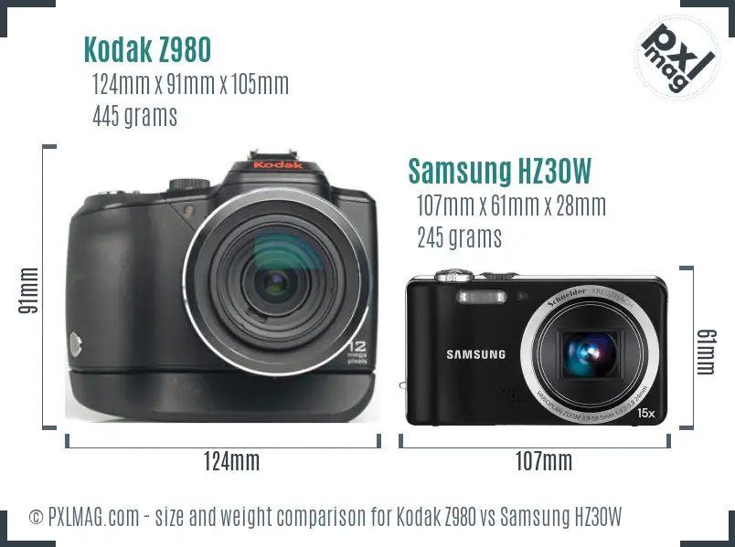 Kodak Z980 vs Samsung HZ30W size comparison Kodak Z980 vs Samsung HZ30W size comparison