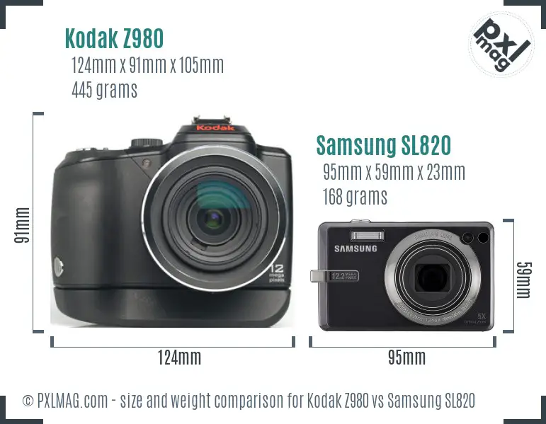 Kodak Z980 vs Samsung SL820 size comparison