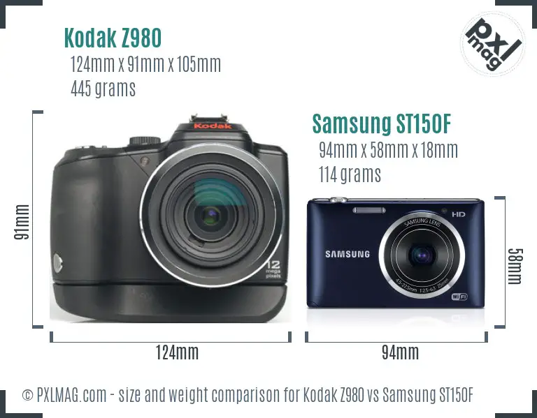 Kodak Z980 vs Samsung ST150F size comparison Kodak Z980 vs Samsung ST150F size comparison