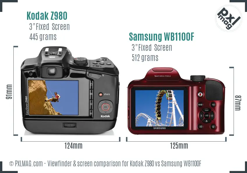 Kodak Z980 vs Samsung WB1100F Screen and Viewfinder comparison Kodak Z980 vs Samsung WB1100F Screen and Viewfinder comparison