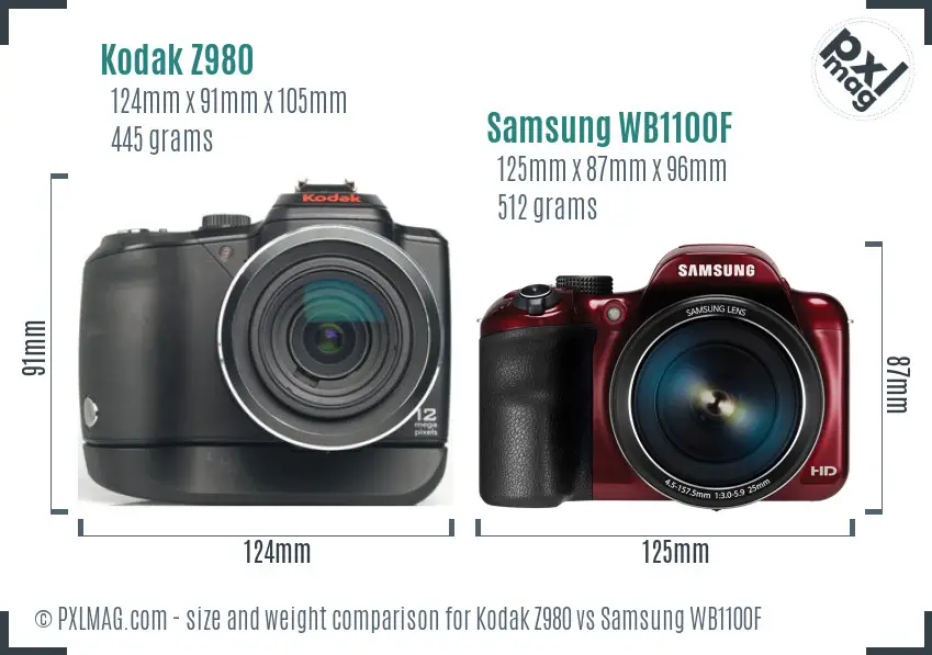 Kodak Z980 vs Samsung WB1100F size comparison Kodak Z980 vs Samsung WB1100F size comparison