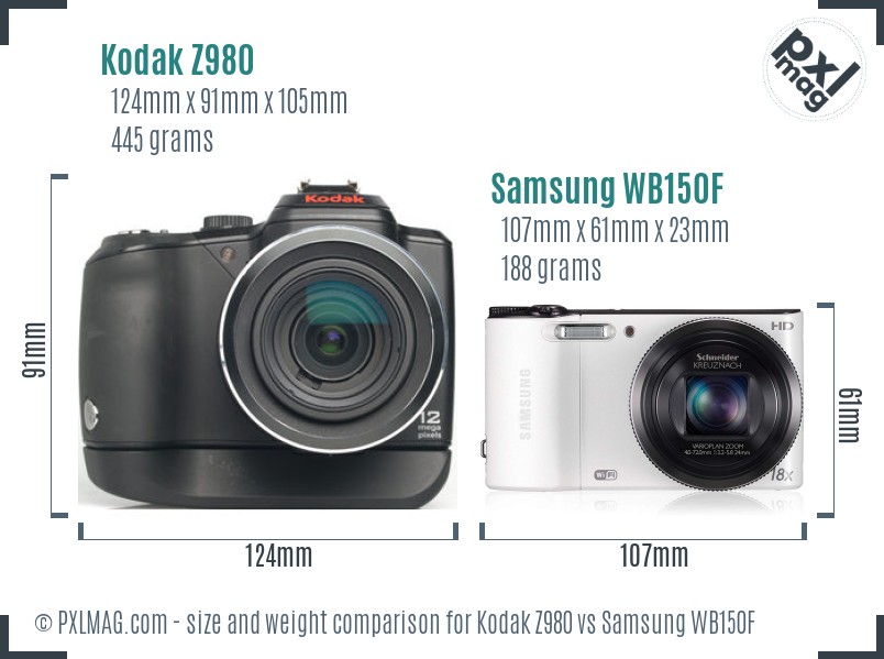 Kodak Z980 vs Samsung WB150F size comparison Kodak Z980 vs Samsung WB150F size comparison