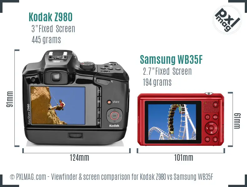Kodak Z980 vs Samsung WB35F Screen and Viewfinder comparison Kodak Z980 vs Samsung WB35F Screen and Viewfinder comparison