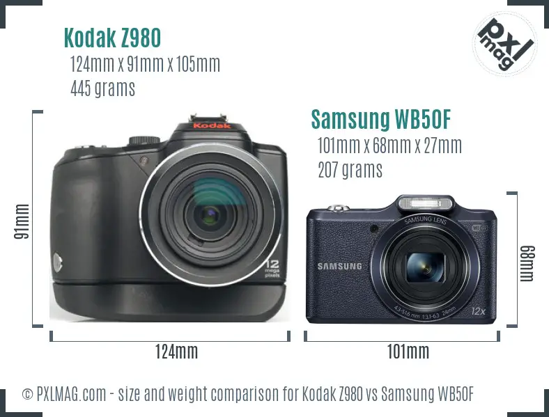 Kodak Z980 vs Samsung WB50F size comparison Kodak Z980 vs Samsung WB50F size comparison