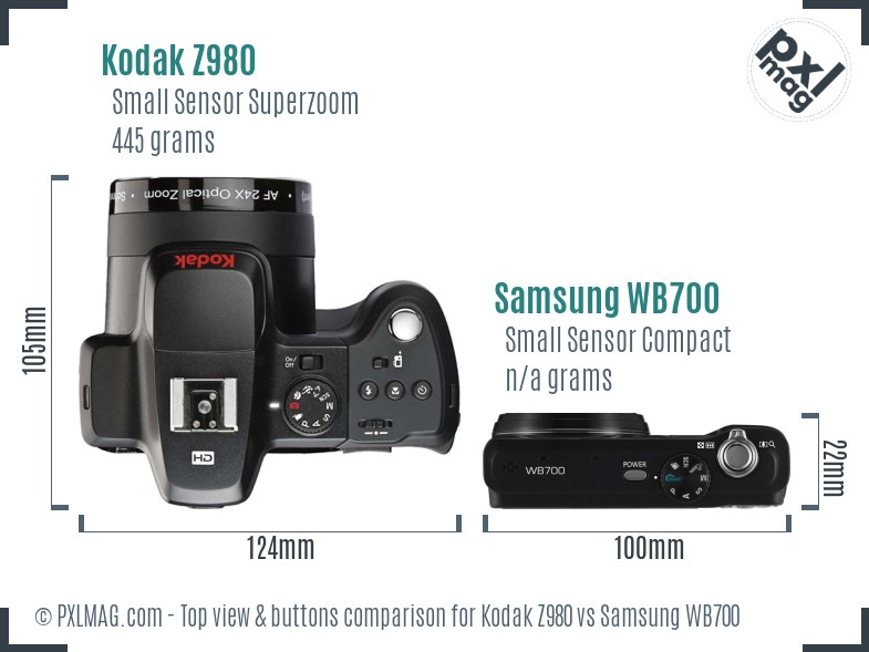 Kodak Z980 vs Samsung WB700 top view buttons comparison