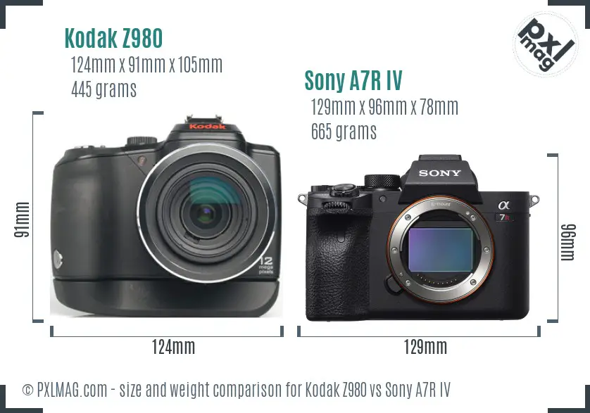Kodak Z980 vs Sony A7R IV size comparison