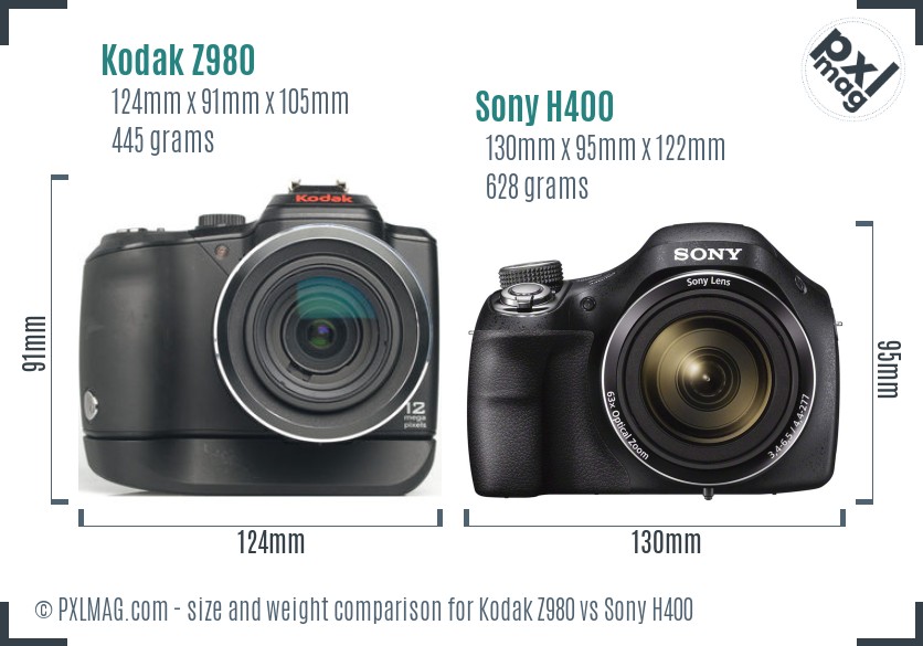 Kodak Z980 vs Sony H400 size comparison