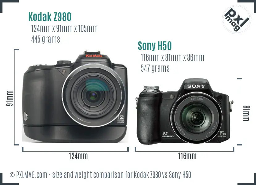 Kodak Z980 vs Sony H50 size comparison Kodak Z980 vs Sony H50 size comparison