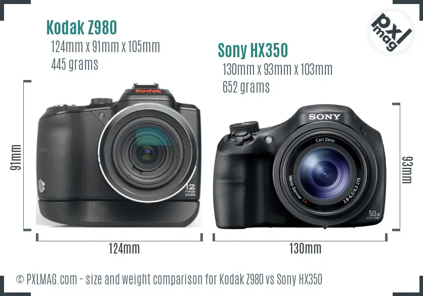 Kodak Z980 vs Sony HX350 size comparison Kodak Z980 vs Sony HX350 size comparison