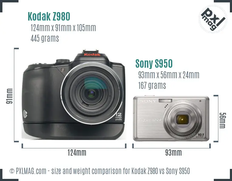 Kodak Z980 vs Sony S950 size comparison Kodak Z980 vs Sony S950 size comparison
