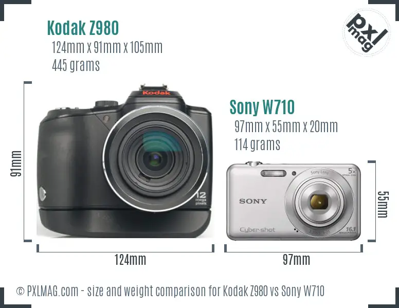 Kodak Z980 vs Sony W710 size comparison