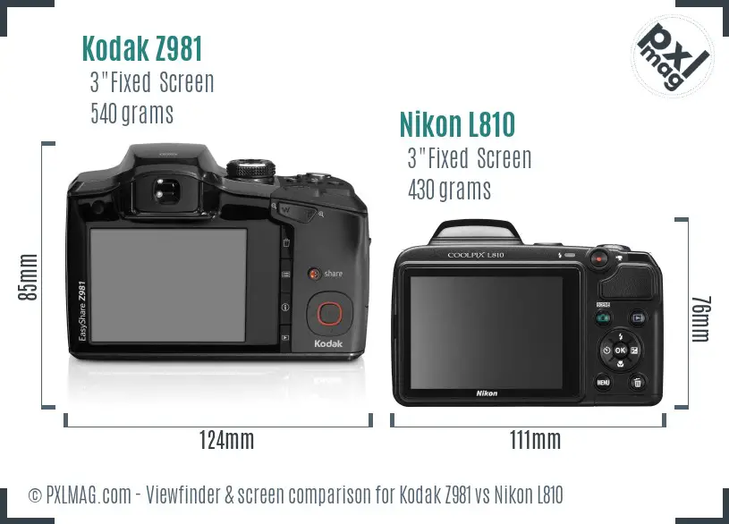 Kodak Z981 vs Nikon L810 Screen and Viewfinder comparison Kodak Z981 vs Nikon L810 Screen and Viewfinder comparison
