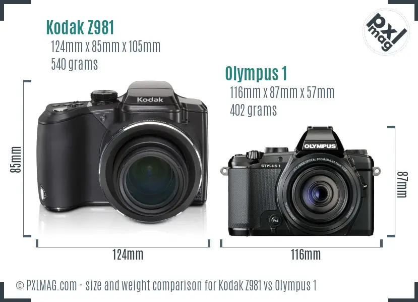 Kodak Z981 vs Olympus 1 size comparison