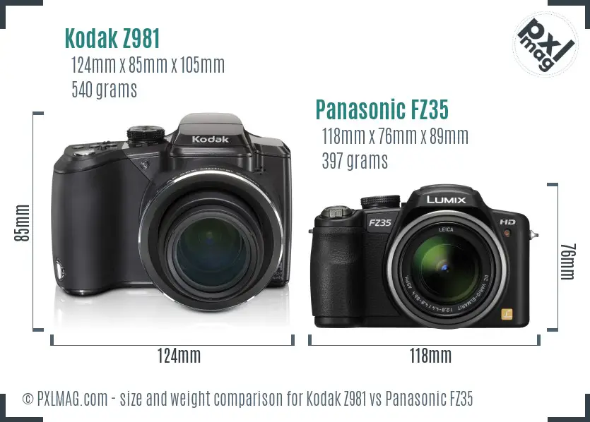Kodak Z981 vs Panasonic FZ35 size comparison Kodak Z981 vs Panasonic FZ35 size comparison