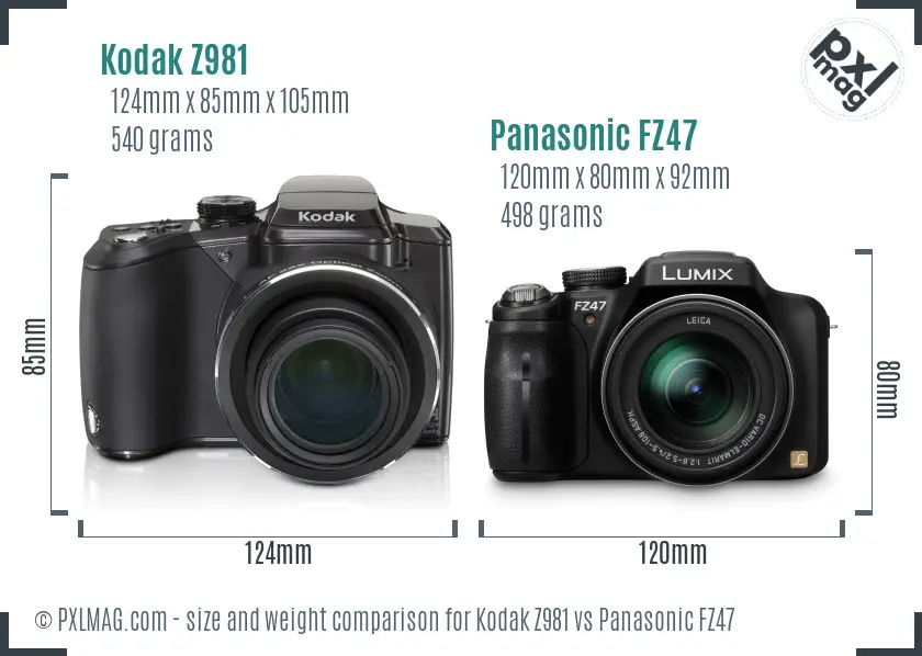 Kodak Z981 vs Panasonic FZ47 size comparison Kodak Z981 vs Panasonic FZ47 size comparison