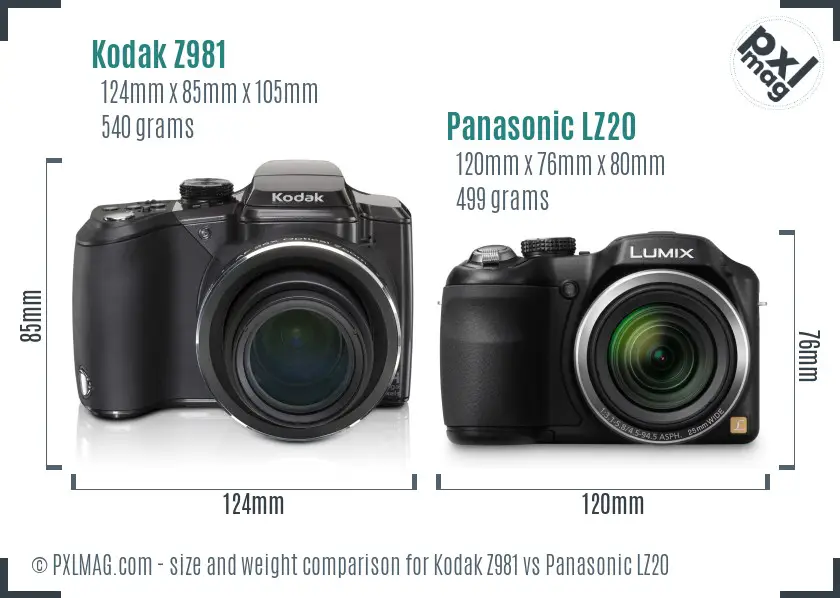Kodak Z981 vs Panasonic LZ20 size comparison Kodak Z981 vs Panasonic LZ20 size comparison