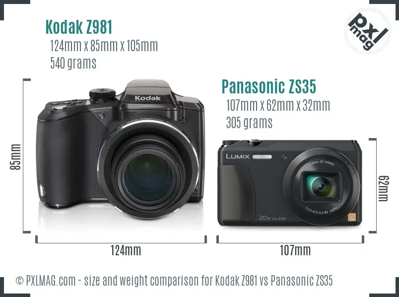 Kodak Z981 vs Panasonic ZS35 size comparison Kodak Z981 vs Panasonic ZS35 size comparison