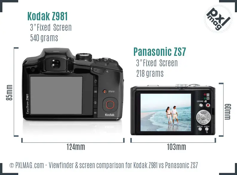 Kodak Z981 vs Panasonic ZS7 Screen and Viewfinder comparison Kodak Z981 vs Panasonic ZS7 Screen and Viewfinder comparison