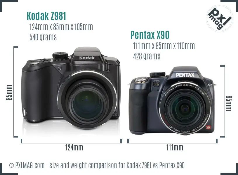 Kodak Z981 vs Pentax X90 size comparison Kodak Z981 vs Pentax X90 size comparison
