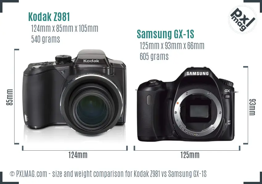 Kodak Z981 vs Samsung GX-1S size comparison