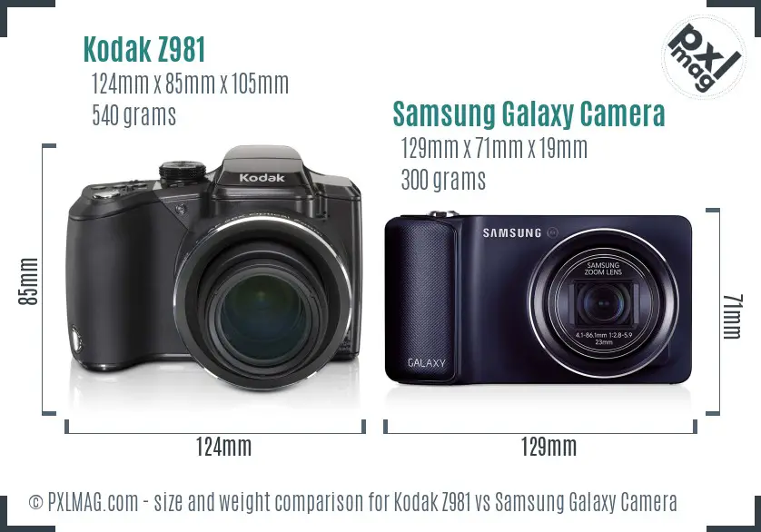 Kodak Z981 vs Samsung Galaxy Camera size comparison Kodak Z981 vs Samsung Galaxy Camera size comparison