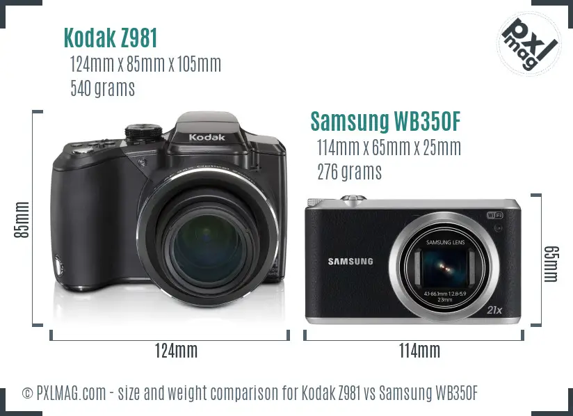 Kodak Z981 vs Samsung WB350F size comparison Kodak Z981 vs Samsung WB350F size comparison