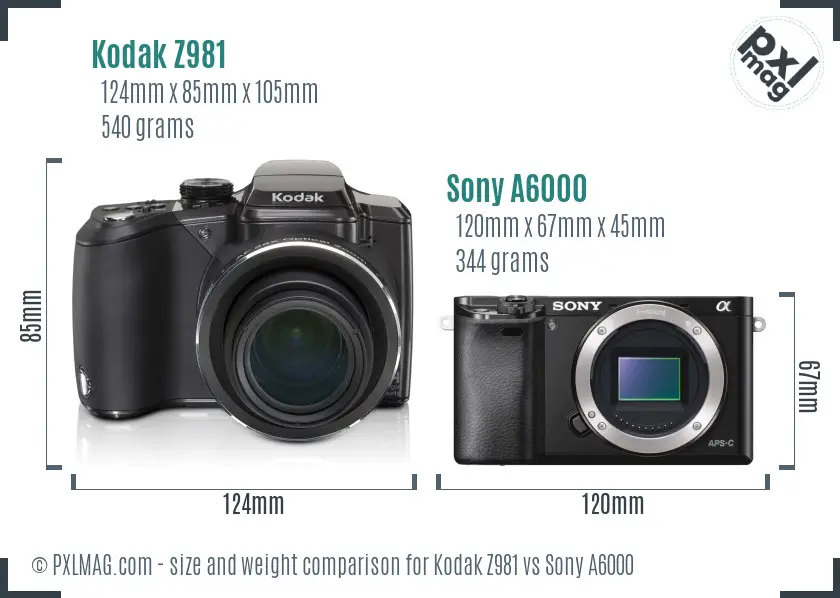 Kodak Z981 vs Sony A6000 size comparison Kodak Z981 vs Sony A6000 size comparison