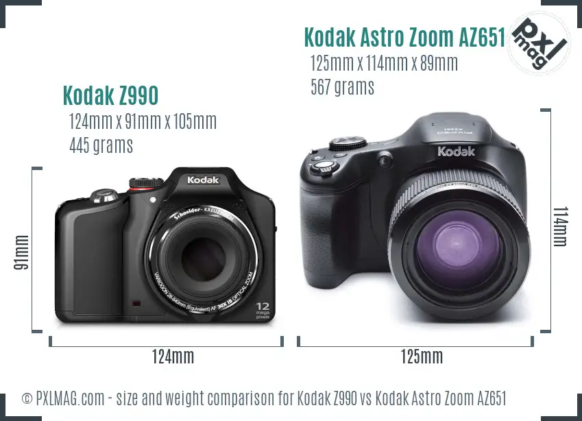 Kodak Z990 vs Kodak Astro Zoom AZ651 size comparison