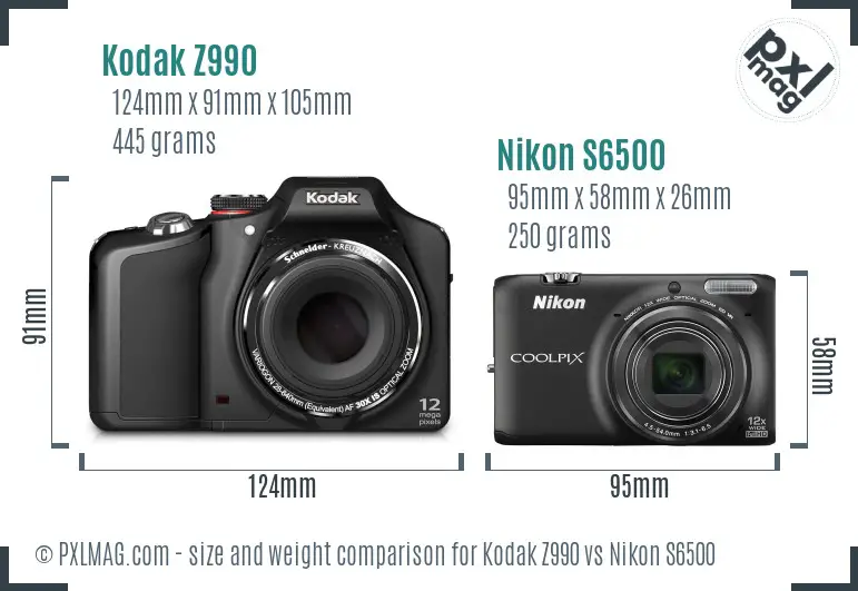 Kodak Z990 vs Nikon S6500 size comparison