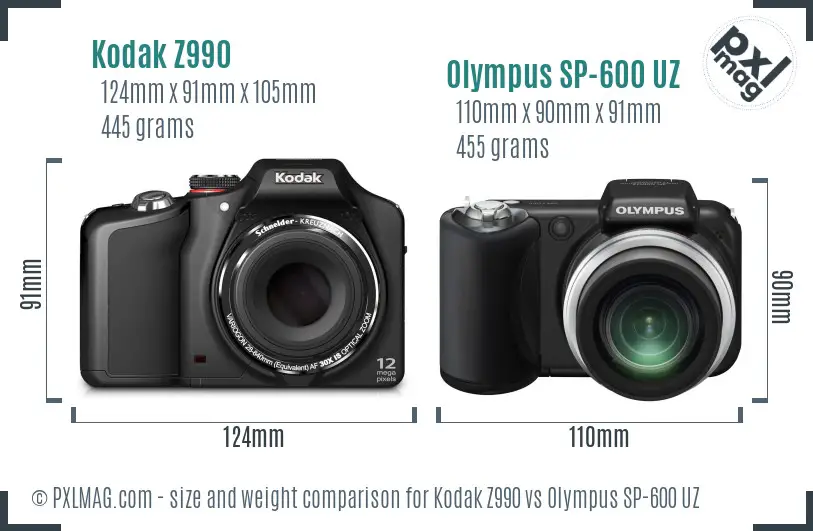 Kodak Z990 vs Olympus SP-600 UZ size comparison