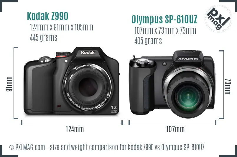 Kodak Z990 vs Olympus SP-610UZ size comparison