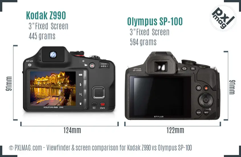 Kodak Z990 vs Olympus SP-100 Screen and Viewfinder comparison Kodak Z990 vs Olympus SP-100 Screen and Viewfinder comparison