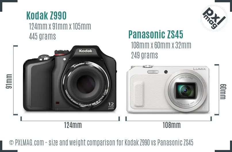 Kodak Z990 vs Panasonic ZS45 size comparison Kodak Z990 vs Panasonic ZS45 size comparison