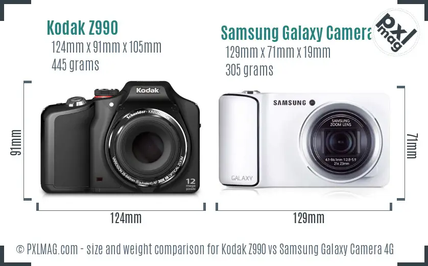 Kodak Z990 vs Samsung Galaxy Camera 4G size comparison Kodak Z990 vs Samsung Galaxy Camera 4G size comparison