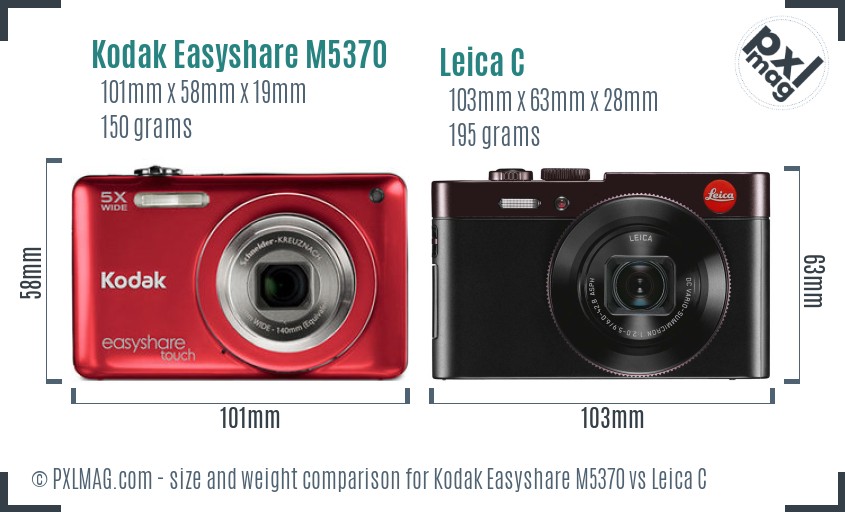 Kodak Easyshare M5370 vs Leica C size comparison