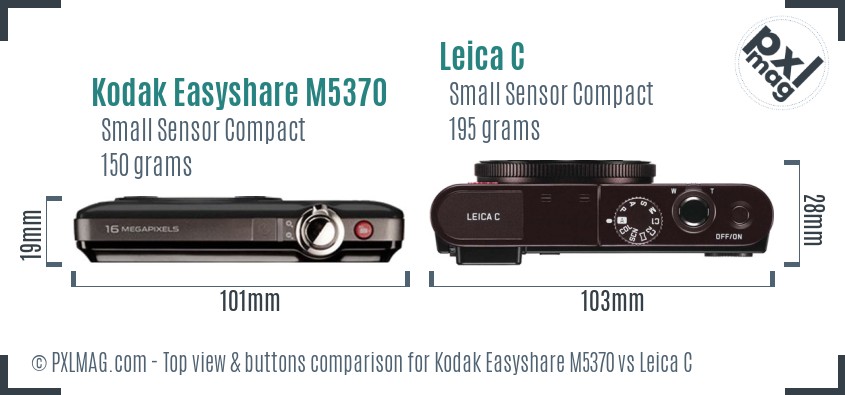 Kodak Easyshare M5370 vs Leica C top view buttons comparison