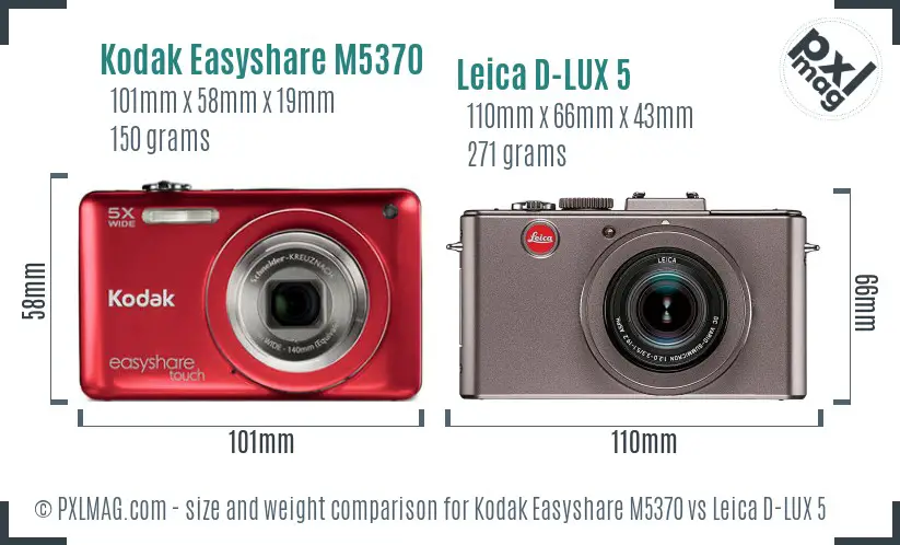 Kodak Easyshare M5370 vs Leica D-LUX 5 size comparison