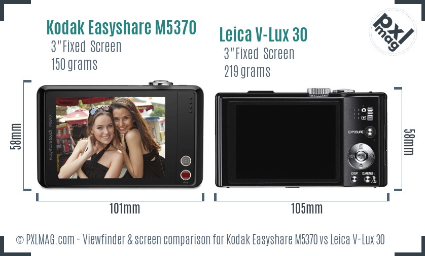 Kodak Easyshare M5370 vs Leica V-Lux 30 Screen and Viewfinder comparison