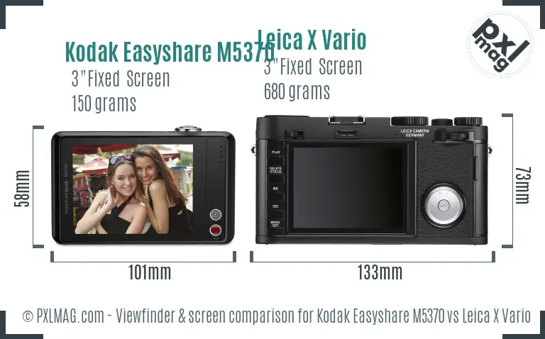 Kodak Easyshare M5370 vs Leica X Vario Screen and Viewfinder comparison