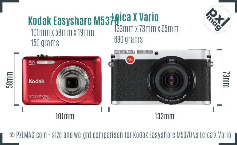 Kodak Easyshare M5370 vs Leica X Vario size comparison
