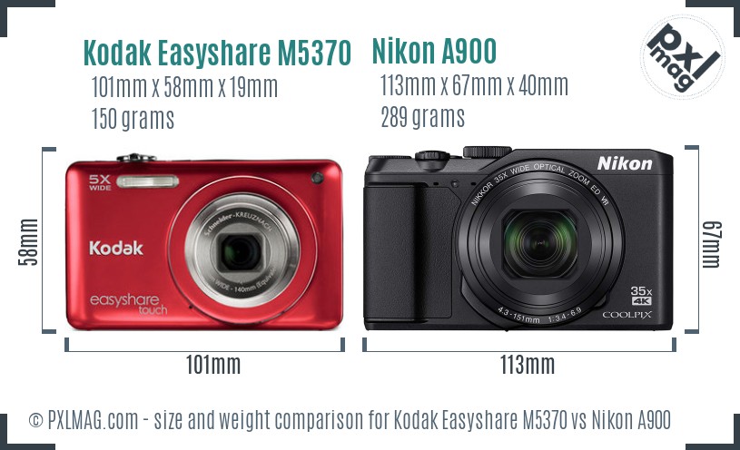Kodak Easyshare M5370 vs Nikon A900 size comparison