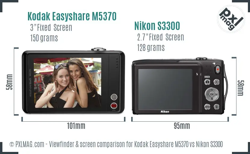 Kodak Easyshare M5370 vs Nikon S3300 Screen and Viewfinder comparison Kodak Easyshare M5370 vs Nikon S3300 Screen and Viewfinder comparison