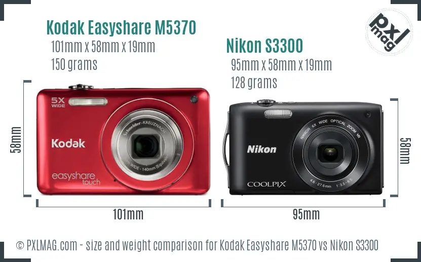 Kodak Easyshare M5370 vs Nikon S3300 size comparison Kodak Easyshare M5370 vs Nikon S3300 size comparison