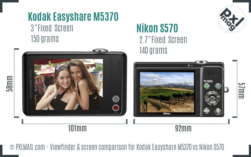 Kodak Easyshare M5370 vs Nikon S570 Screen and Viewfinder comparison Kodak Easyshare M5370 vs Nikon S570 Screen and Viewfinder comparison