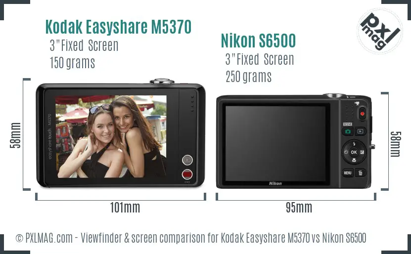 Kodak Easyshare M5370 vs Nikon S6500 Screen and Viewfinder comparison
